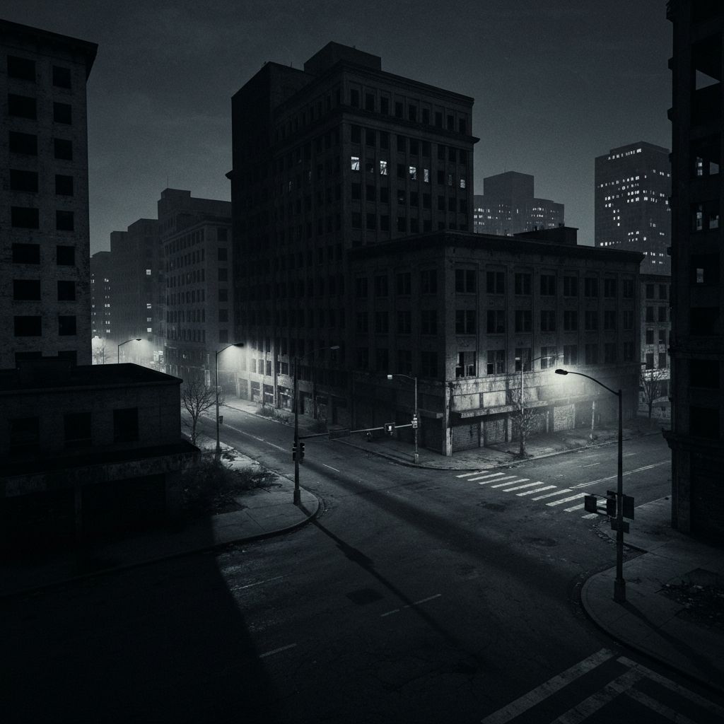 Ambiente urbano escuro e tático